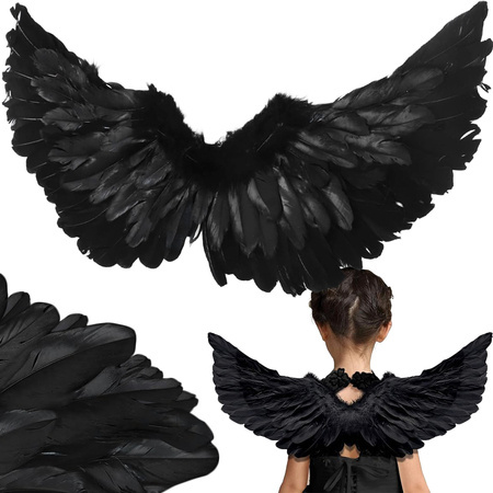 Plume ailes d'ange noir conte de fée costume cosplay déguisement halloween