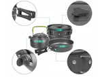 Batterie de cuisine de camping kemping kettle frying pan 18in1