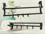 Colgador de baño negro para toallas y accesorios 40cm sin taladrar 4 ganchos