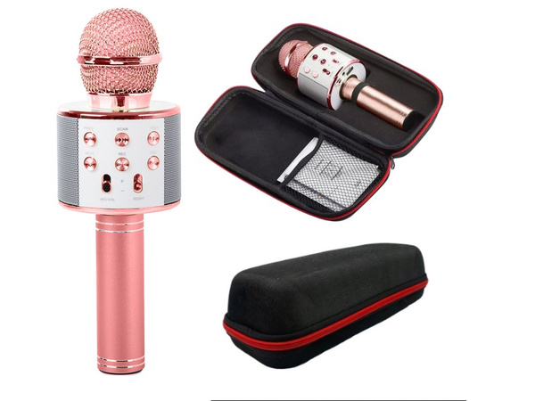 Vezeték nélküli mikrofon bluetooth karaoke hangszóró kerek tokkal különböző módok