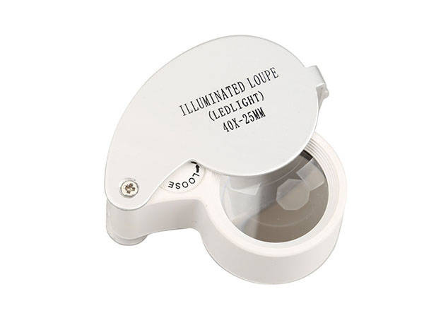 Loupe de bijoutier pliante 2 led 40x