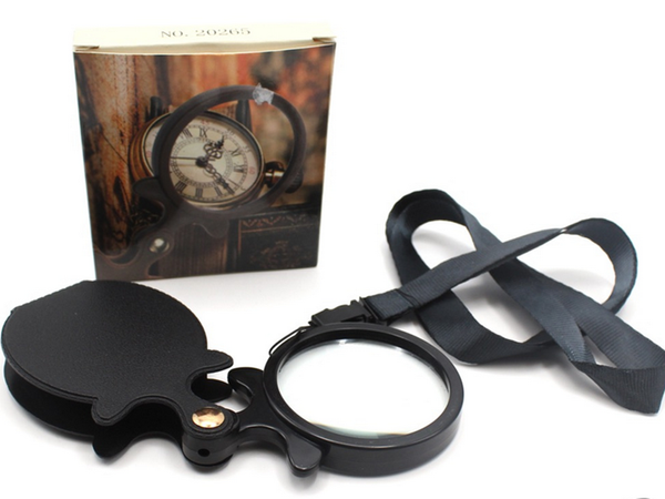 Lupa plegable de bolsillo mini estuche lanyard