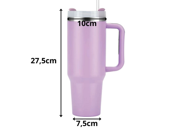 Taza térmica grande de 1,2 l con pajita y asa de acero, termo para bebidas frías y calientes.