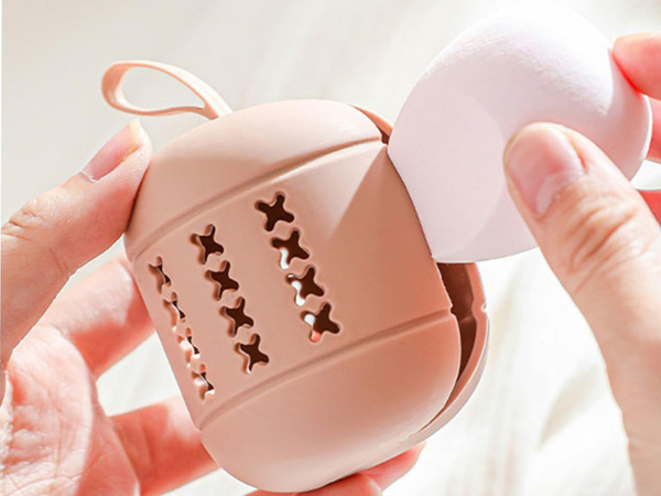 Make-up-schwammhalter aus silikon für hängende kosmetikbehälter