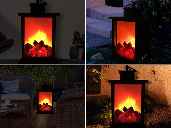 Farol decorativo led chimenea movible llama lampara electrica pilas