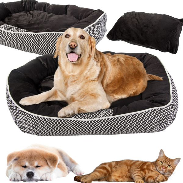 Hundebett weiches bequemes flauschiges plüschbett mit kissen