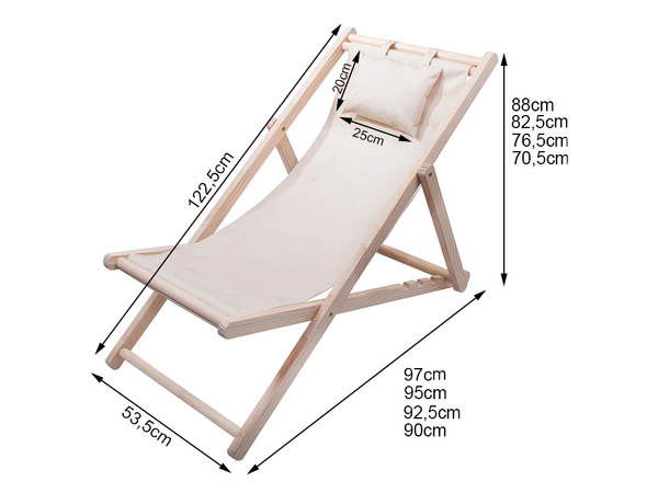 Wooden deckchair beach chairs folding garden cushion beach chair