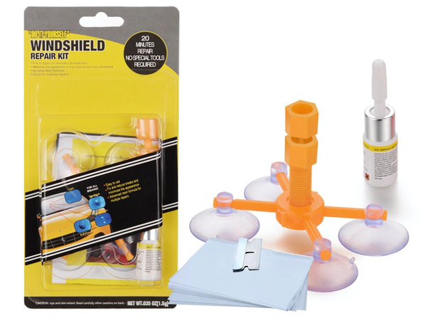 Windscreen repair kit chipping cracking glass adhesive