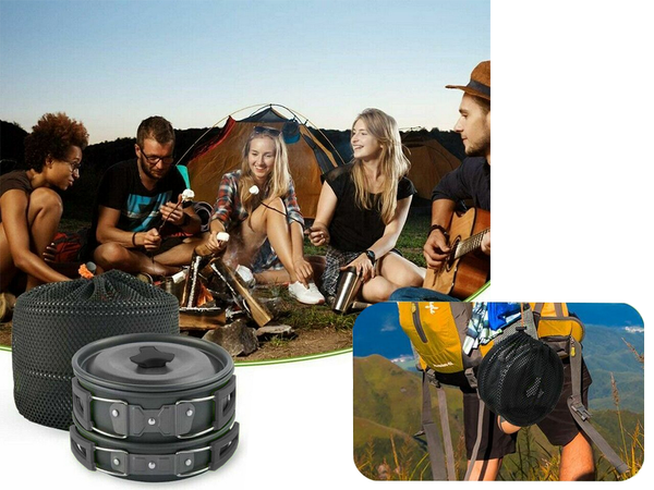 Camping cookware set kemping kettle frying pan 18in1