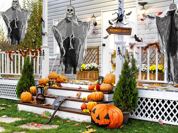 Halloween dekoráció függő dekoráció szellem csontváz halál koponya 80 cm