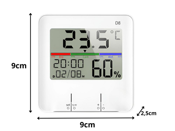 Teploměr meteorologická stanice interní vlhkoměr hodiny baterie lcd