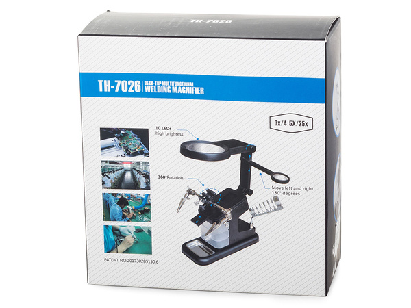 Lupa trzecia ręka 10 led smd uchwyt lutowania 25x