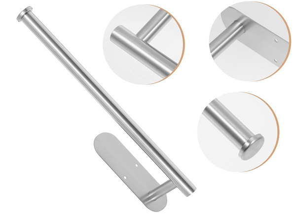 Kitchen paper towel holder adhesive metal silver loft