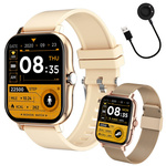 Smartwatch naiste meeste kummipaelaga spordikell Bluetooth kõned kuldne