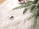 Christmas tree mat white furry 90 cm round