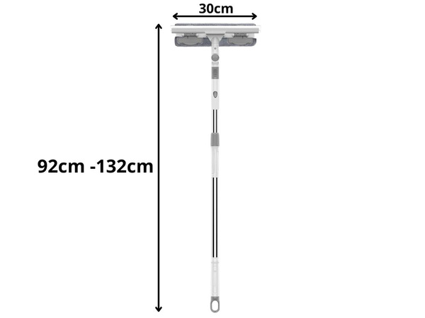 Window cleaner floor scraper rotating microfibre 2-in-1 telescopic