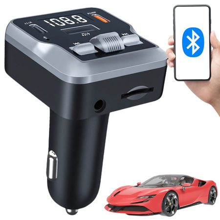Fm mp3 mp3 transmisor reproductor de voz 2xusb c bluetooth 5.3 12v sd card