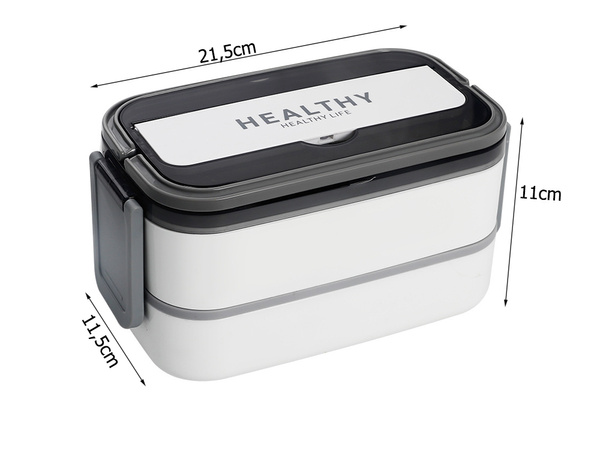 Frühstücksbox mit fächern stapelbarer behälter xxl besteck lunchbox 1400 ml