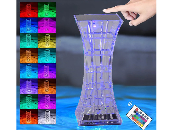 Lámpara de mesa de cristal led rgb usb mando a distancia