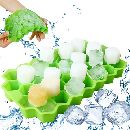 Silikon-Eiswürfelform, Behälter für 37 Würfel, sechseckige Form
