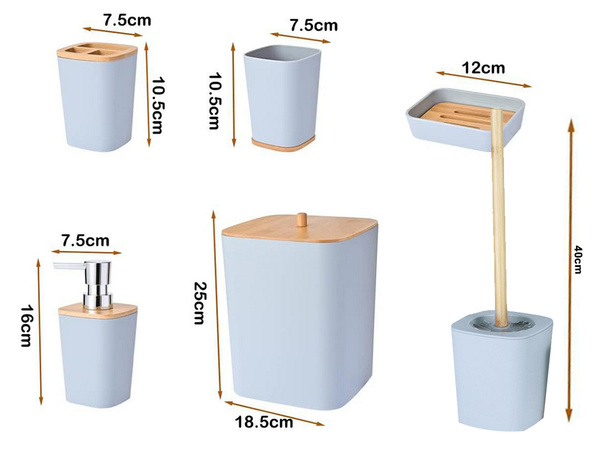 Set de baie perie de toaletă dispenser de săpun coș de bambus 5