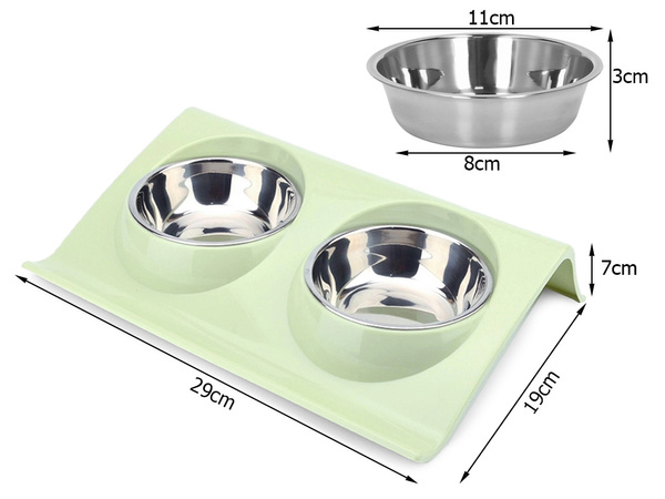 Bol dublu pentru câine pisică metal cu bază