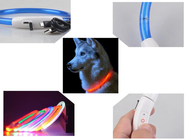 Colarga de iluminación led para perros y gatos impermeable ajustable 47cm usb