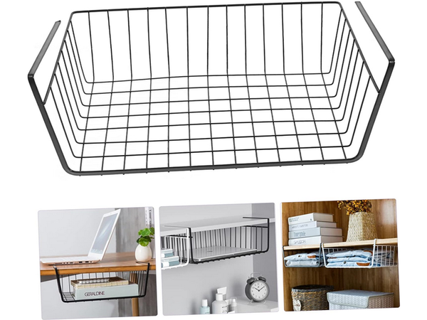 Hanging basket under shelf metal basket organiser kitchen basket white