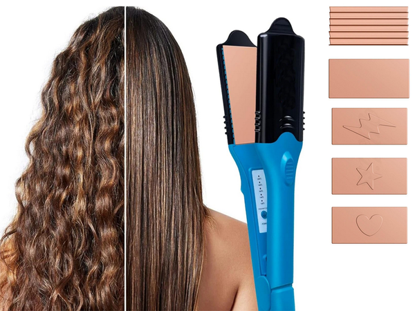 Plancha de pelo patrones de ondas control de temperatura placas intercambiables