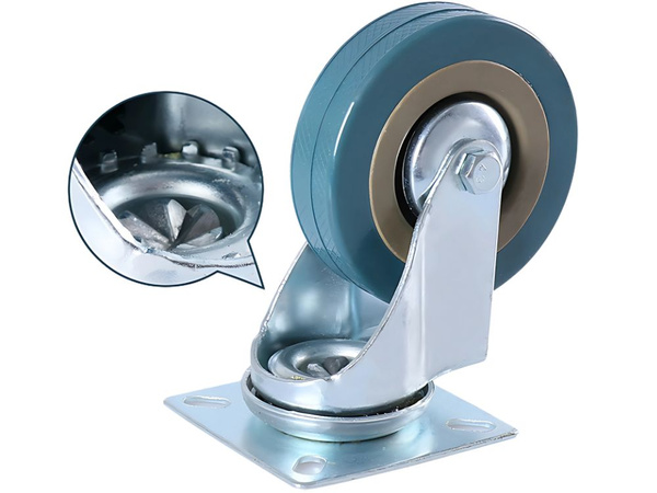 Mēbelīšu kolekcijas piedals 3 inči metāla ar gumijas pārklājumu mēbeļu ratiņiem quiet 75mm