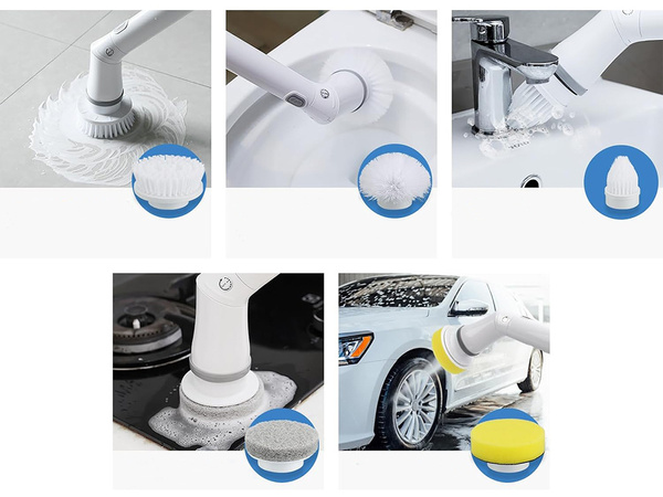 Brosse rotative électrique pour joints de carrelage mop avec 6 embouts tornado