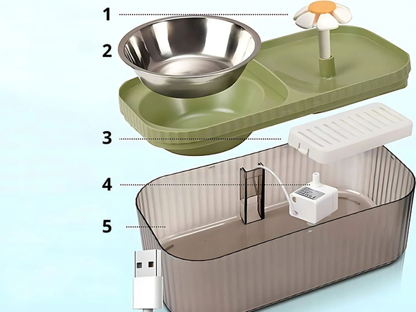 Automatic cat drinker dog water fountain filter food bowl