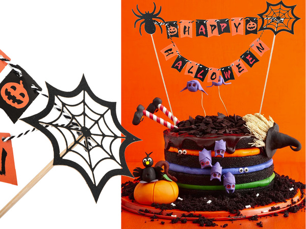 Halloween dekoráció egy torta cupcake picker topper füzér füzér papír