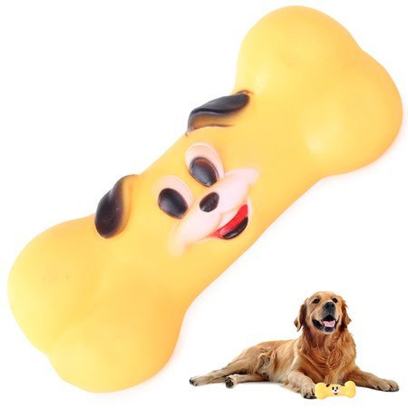 Squeaky perro juguete masticar hueso de goma