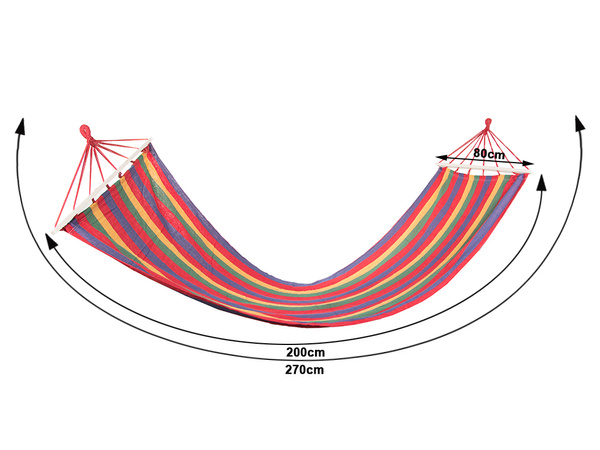 Zahradní houpací síť vyztužená pruhovaným barevným dřevem houpačka 200 x 80