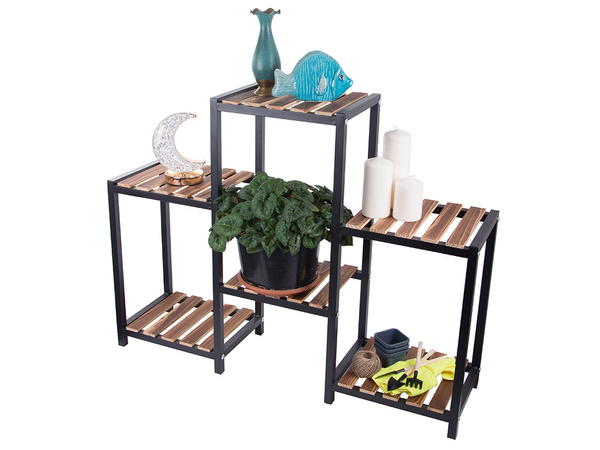 Flower pot high standing wooden flower bed 3 tier bookcase