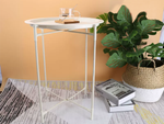Table basse ronde pliante en métal avec plateau pour balcon terrasse loft blanc