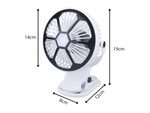 Asztali ventilátor álló csíptethető ventilátor világítással 3 újratölthető üzemmóddal