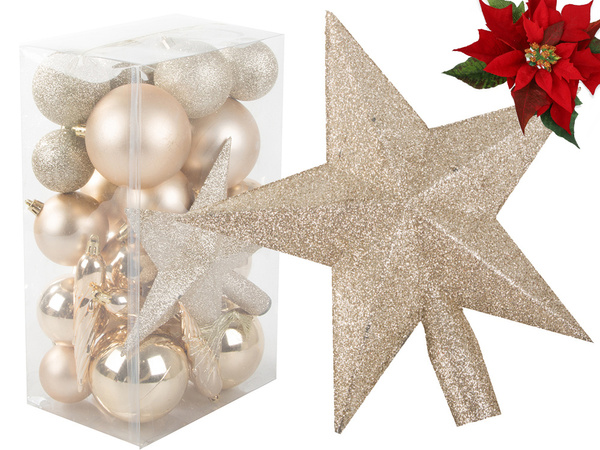 Árbol de navidad adornos de navidad de oro brillo estrella brillo 8 / 6 / 5