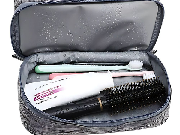 Kosmetyczka podróżna ogranizer z haczykiem duża unisex wodoodporna szara