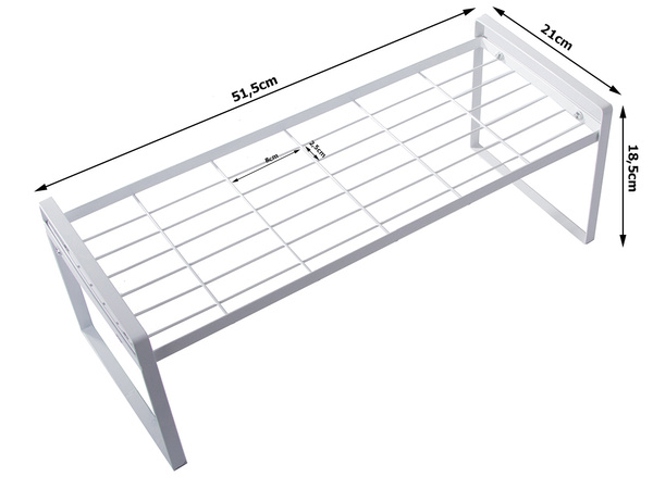 Metal shelf single tier kitchen organiser stand white for kitchen