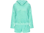 Warm women's pyjamas two-piece with hood soft plush short m