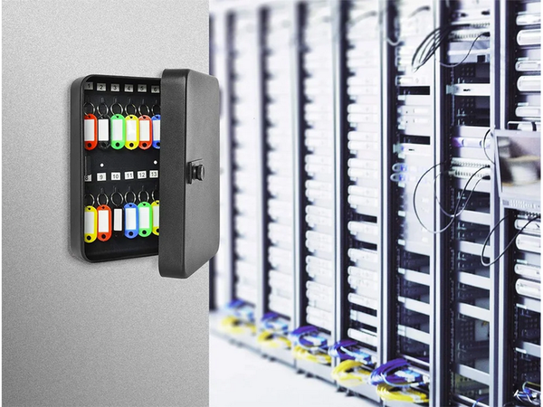 Kulcsszéf fém tok 48 kulcsra zárható akasztóval, kampókkal