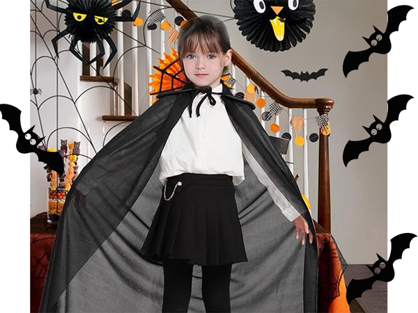 Capa halloween capa con capucha negro disfraz para niño