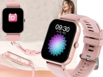 Reloj inteligente para mujer y hombre con correa de goma, deportivo, Bluetooth, llamadas, rosa