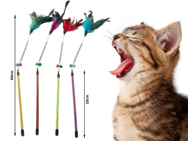 Cat toy fishing rod feather rattle play toy