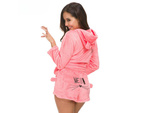 Warm women's pyjamas two-piece with hood soft plush short m