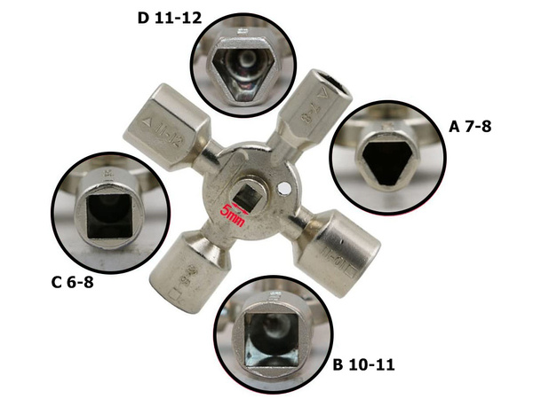 Universal electric cabinet spanner 10in1