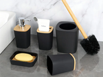 Badezimmer-set badezimmerbürste wc seifenspender abfallkorb bambus 5