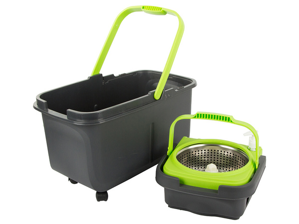 Mop rotativ rotativ 360 dispenser set găleată 2x tampoane din microfibră